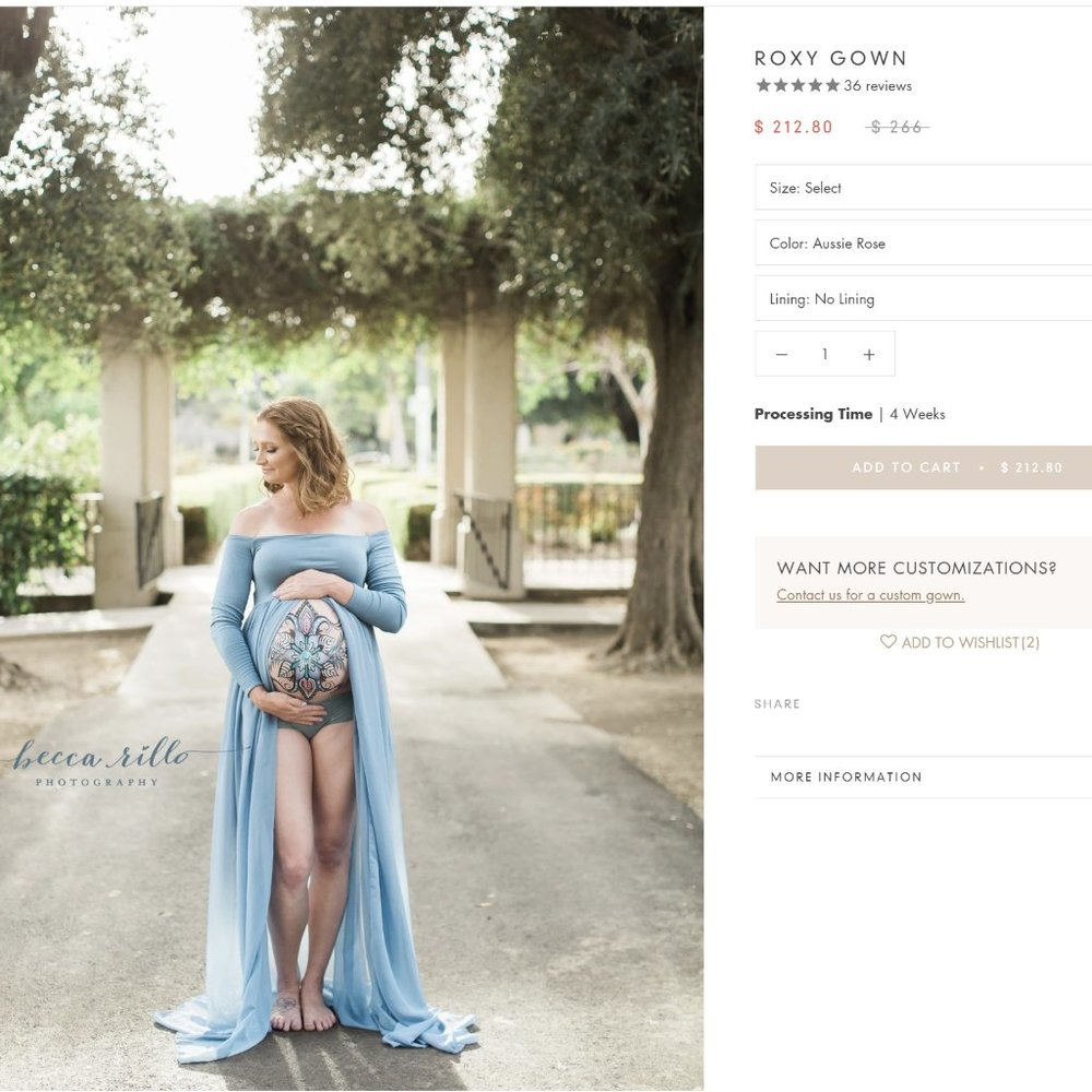 Sew Trendy Accessories Roxy Maternity Gown in Sage